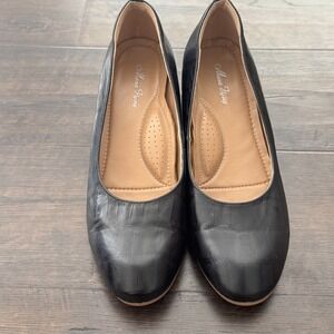 Mona Flying‎ Shoes Womens Size 43 Black Leather Comfort Wedge Slip On Dress Work
